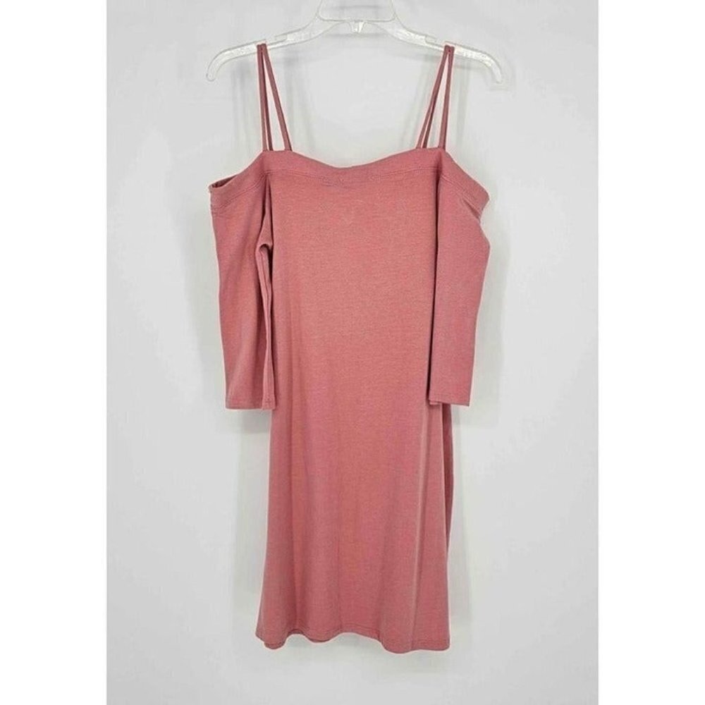 New Heart & Hips Spaghetti Strap Cold Shoulder 3/4 Sleeve Rose Bodycon Dress L